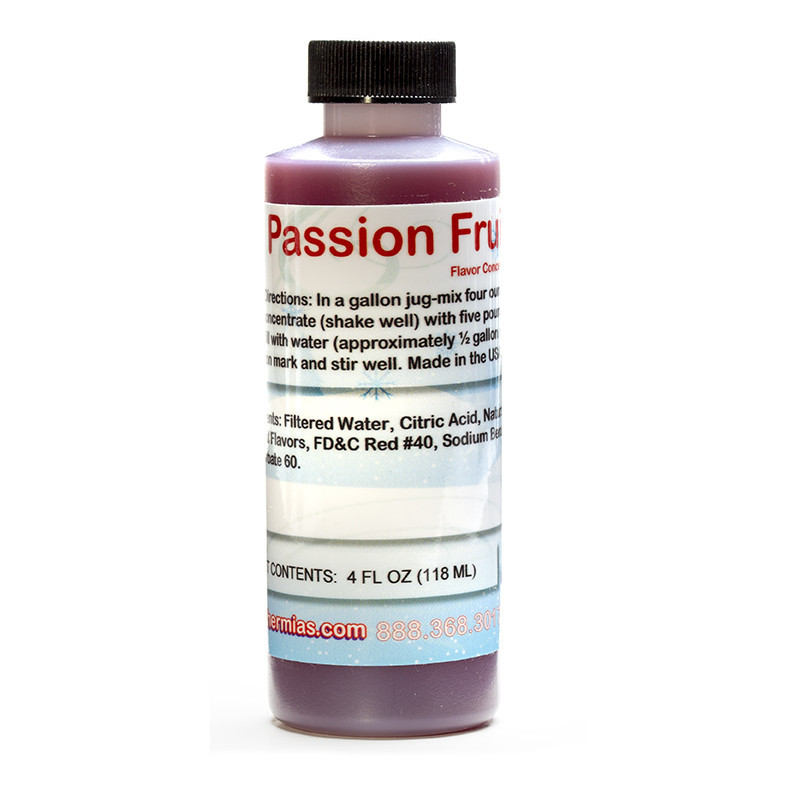 Hypothermias ???? Passion Fruit Shaved Ice and Snow Cone Unsweetened Flavor Concentrate 4 Fl. Oz Size (makes 1 Gallon of Syrup with Sugar and Water Ad