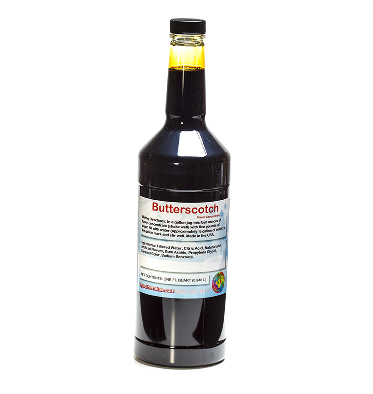 Butterscotch Shaved Ice and Snow Cone Unsweetened Flavor Concentrate *Quart* 32 Fl Oz Size (must Add Sugar and Water)