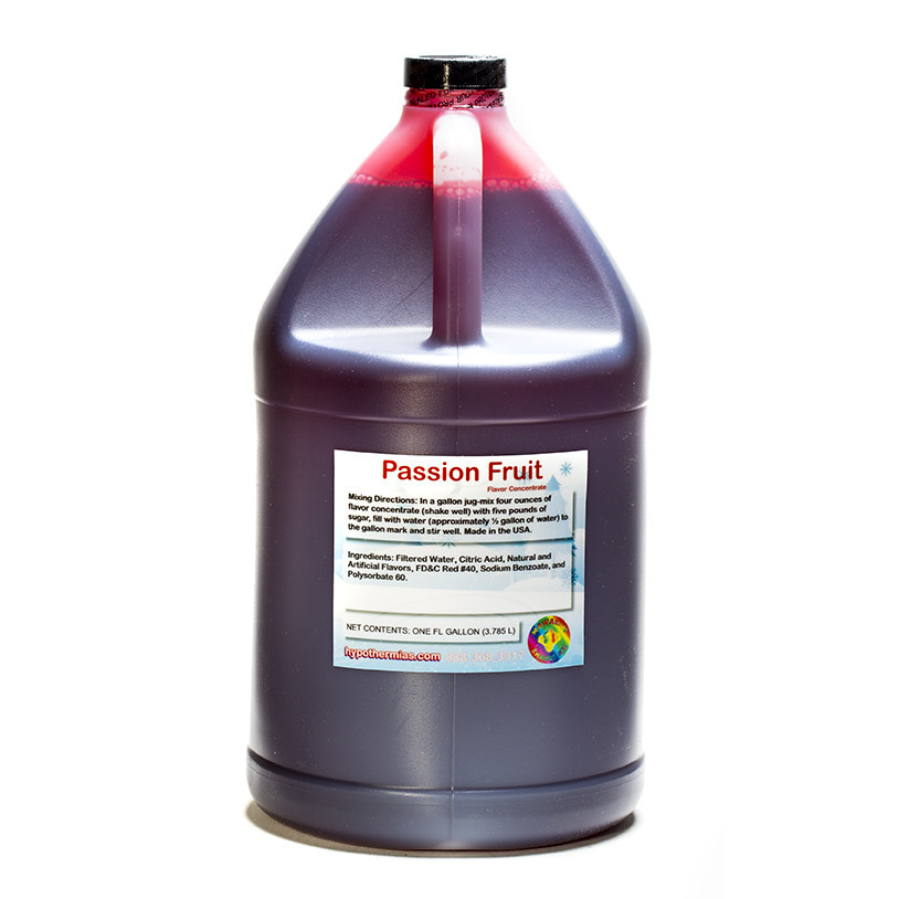 Passion Fruit Shaved  Shaved Ice and Snow Cone Unsweetened Flavor Concentrate *Gallon* 128 Fl Oz Size (must Add Sugar and Water)