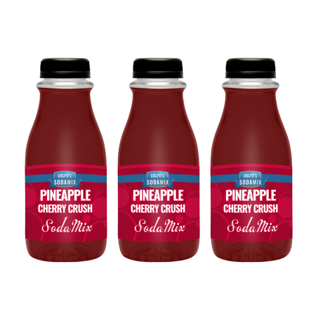 Ralph S Pineapple Cherry Sparkling Water Sodamix Flavor | Three 12oz Bottles