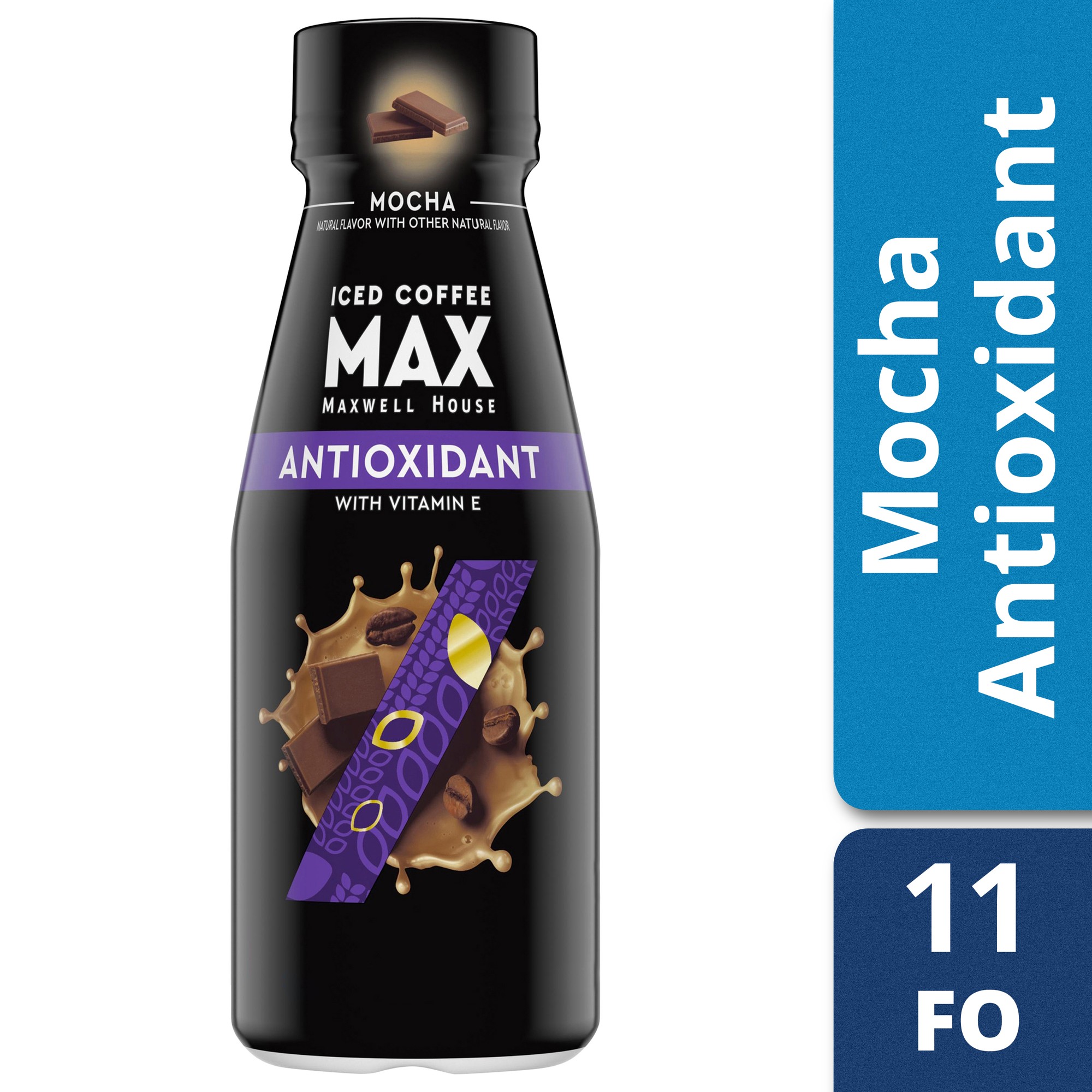 (12 Bottles) MAX by Maxwell House Mocha Iced Coffee with Antioxidants, Caffeinated, 11 Fl Oz Bottle