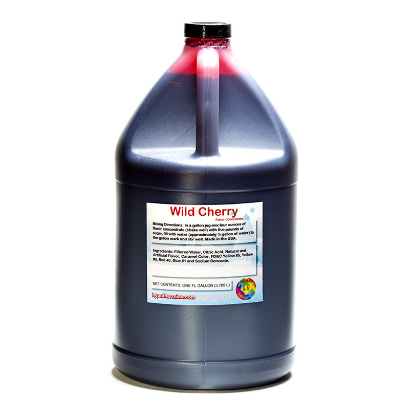 Wild Cherry Shaved  Shaved Ice and Snow Cone Unsweetened Flavor Concentrate *Gallon* 128 Fl Oz Size (must Add Sugar and Water)