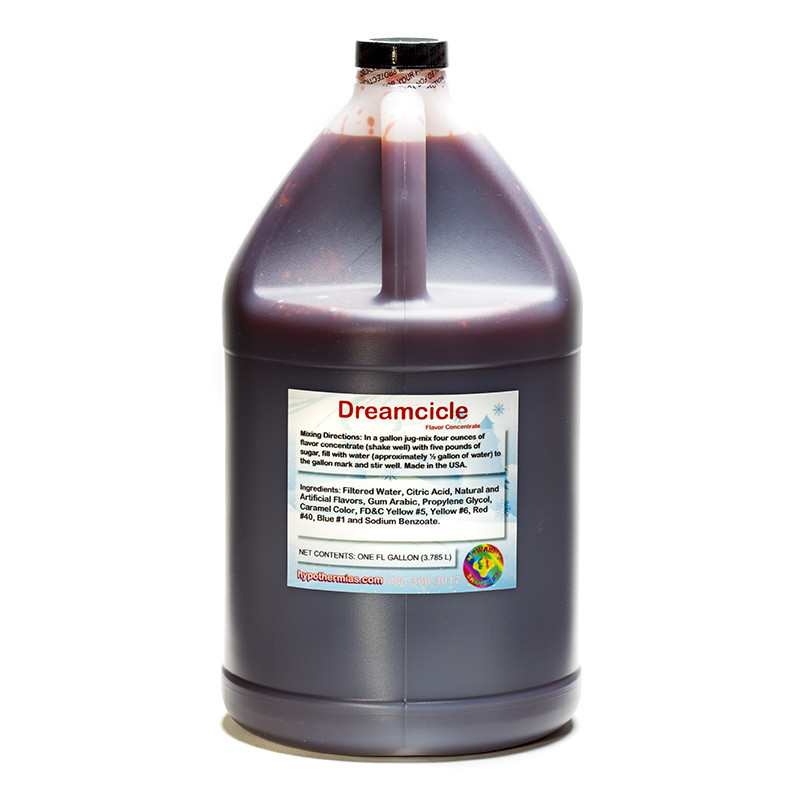 Dreamcicle Shaved  Shaved Ice and Snow Cone Unsweetened Flavor Concentrate *Gallon* 128 Fl Oz Size (must Add Sugar and Water)