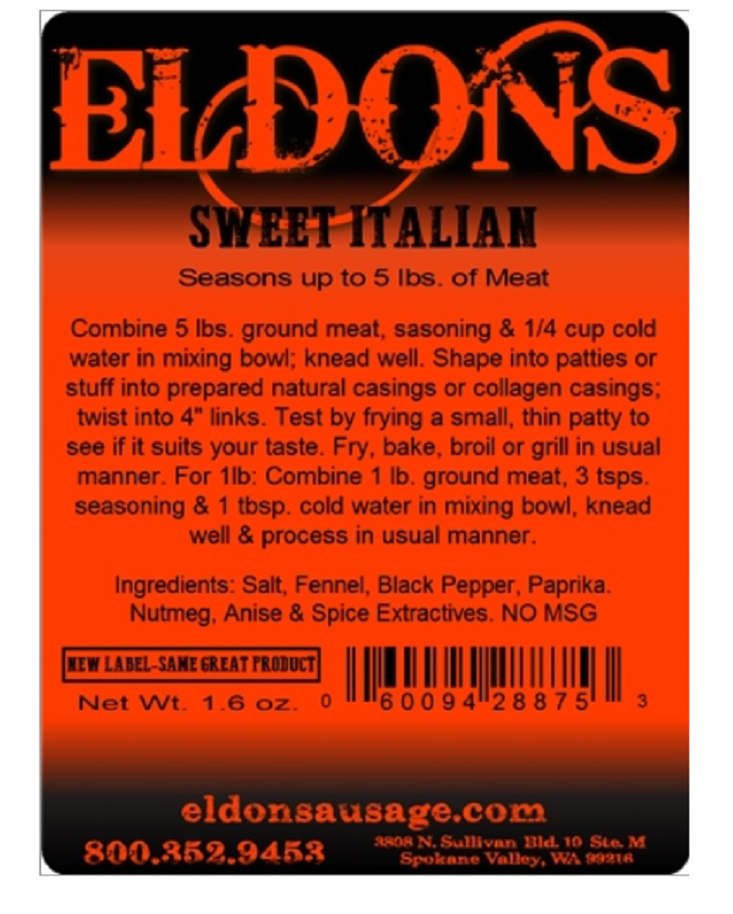 Sweet Italian Sausage Seasoning Spices Seasons 5 Pounds of Meat #8875
