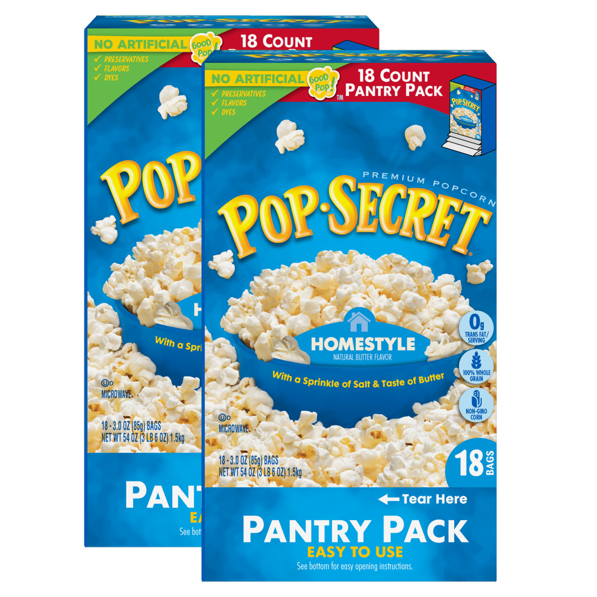 Pop Secret Popcorn  Homestyle Butter Microwave Popcorn  3 Oz Sharing Bags  36 Ct