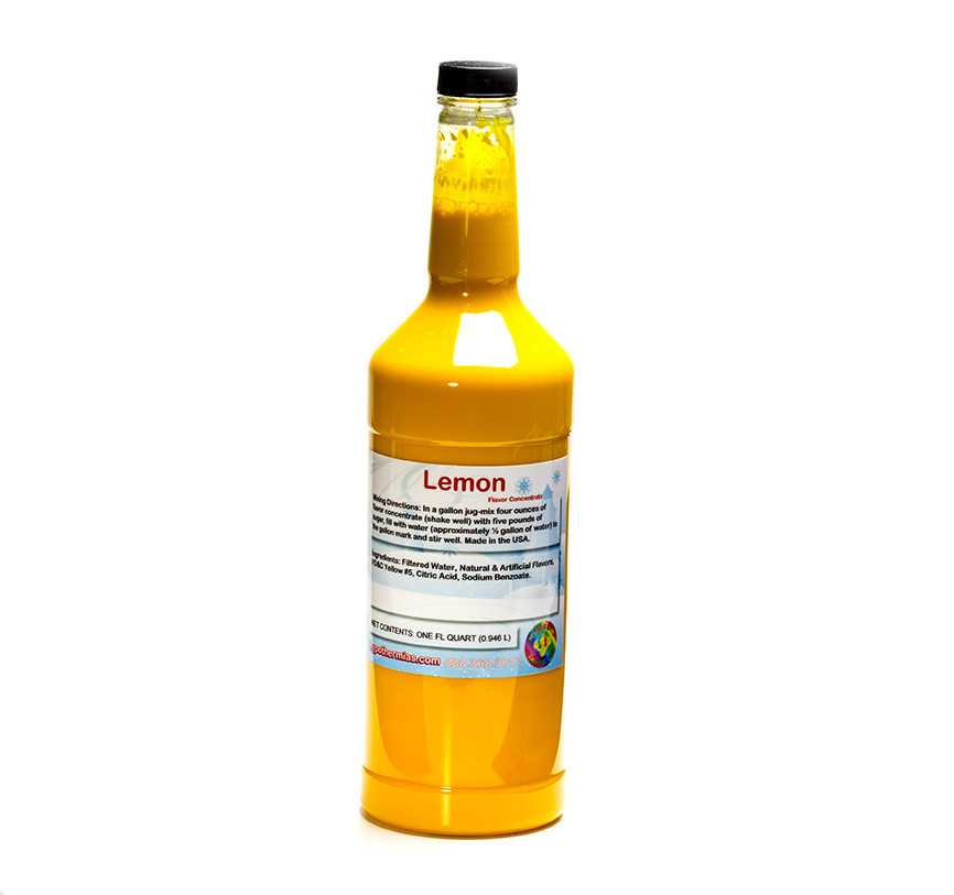 Lemon Shaved Ice and Snow Cone Unsweetened Flavor Concentrate *Quart* 32 Fl Oz Size (must Add Sugar and Water)
