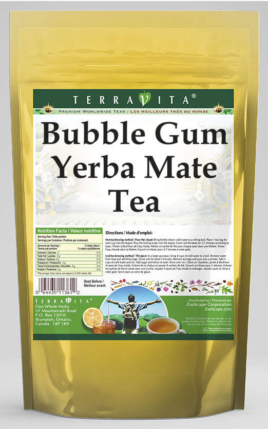 TerraVita Bubble Gum Yerba Mate Tea  (Bubble Gum  Yerba Mate Tea Bags  25 Tea Bags  1-Pack  Zin: 547845)