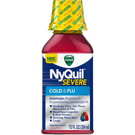 Vicks NyQuil Severe Cold and Flu, 12 FL OZ (Pack of 6)