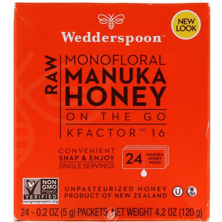 WEDDERSPOON Honey on the Go - Raw Monofloral Manuka Honey KFactor 16 Travel Packs 24 PKT, Pack of 2