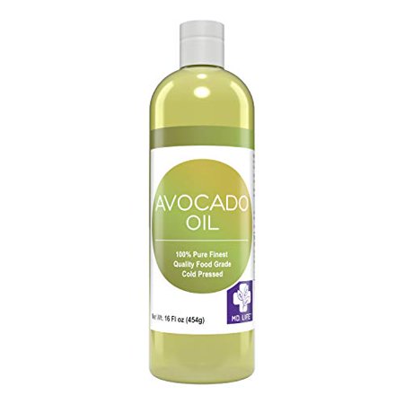 MD. Life Avocado Oil for Hair - 16oz - 100% Pure Avocado Oil for Skin and Cooking - Food Grade High Heat Cooking - Body Oil for Dry Skin - Keto & Pale