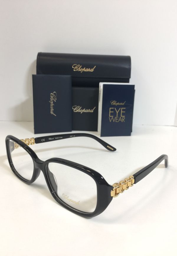 NIB Chopard VCH 155S 0700 23K GP Black Gold Swarovski Stone Metal Eyeglasses 53mm