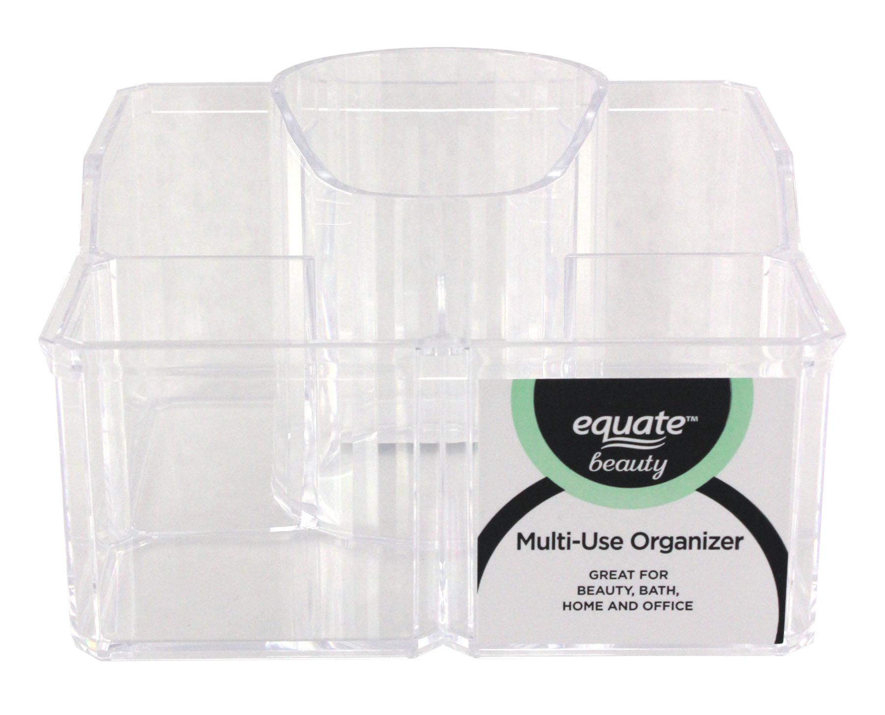 Equate Beauty Multi-Use Clear Makeup Organizer  6 Compartments Skincare Cosmetic Storage