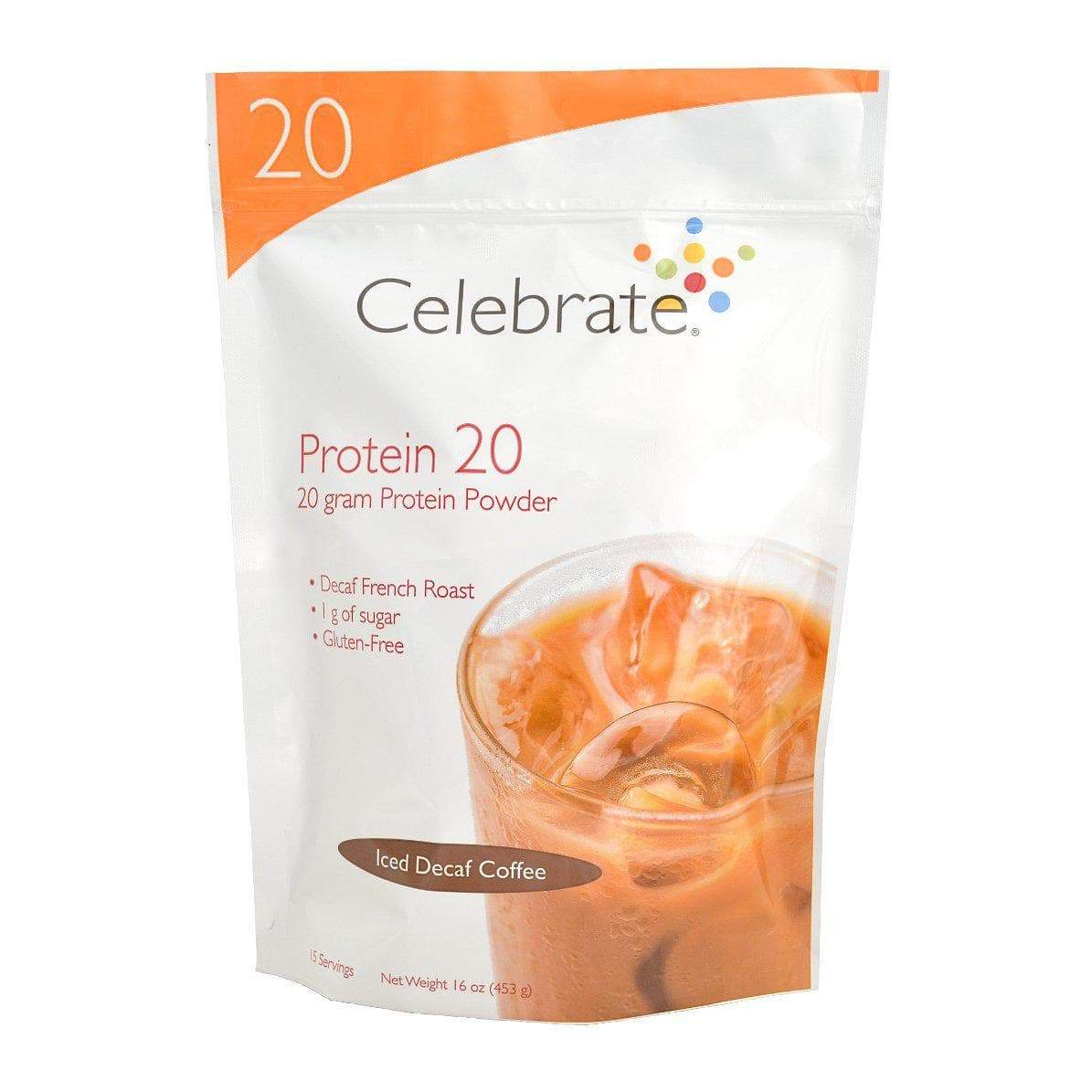 Celebrate Vitamins - Protein 20g - Whey Isolate Protein Powder - Iced Decaf Coffee - 15 Serving Bag