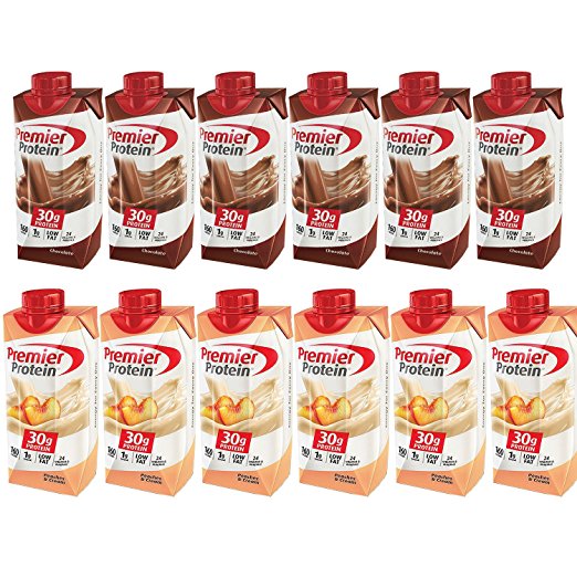 Premier Protein High Protein Shakes - 6 Chocolate, 6 Peaches & Cream (11 Fl. Oz., 12 Pack)