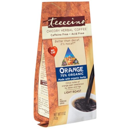 2 Pack - Teeccino Light Roast Decaf Ground Coffee, Original (Orange), 11oz