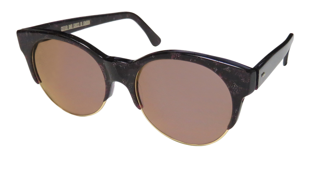 New Cutler and Gross 1128 Womens/Ladies Designer Full-Rim 100% UVA & UVB Oxblood Glitter Premium Segment Popular Style Modern Ladies Frame Brown Lense