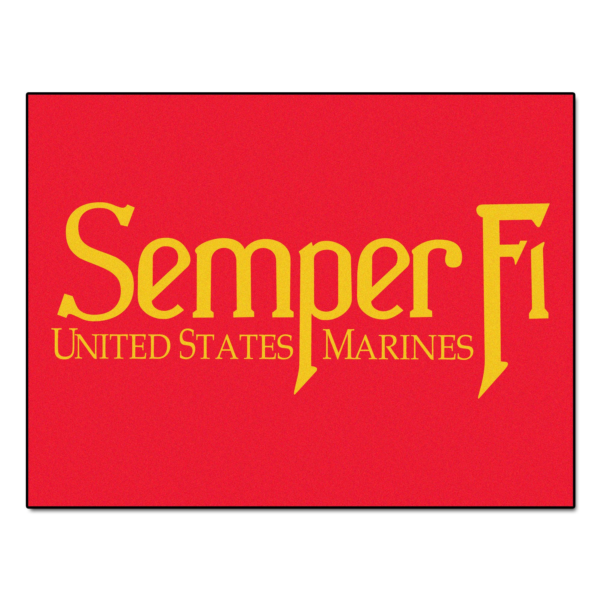 6974 Fanmats MIL U.S. Marines 33.75 Inch X 42.5 Inch Nylon Face Durable Non-skid Chromojet-printed Washable All Star Mat