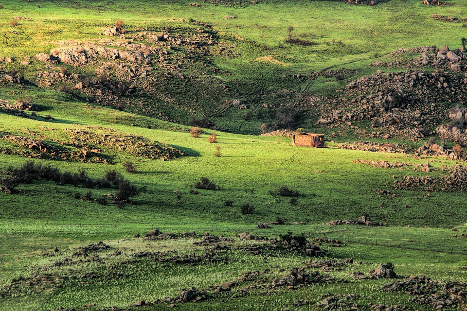 Peel-n-Stick Poster of Landscape Scenery Golden Hour Valley Rocky Poster 24x16 Adhesive Sticker Poster Print
