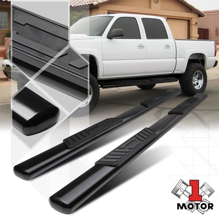 Black 5  Oval Step Nerf Bar Running Board for 99-14 Silverado/Sierra Crew Cab 00 01 02 03 04 05 06 07 08 09 10 11 12 13 Fits Select: 2001-2013 CHEVROL
