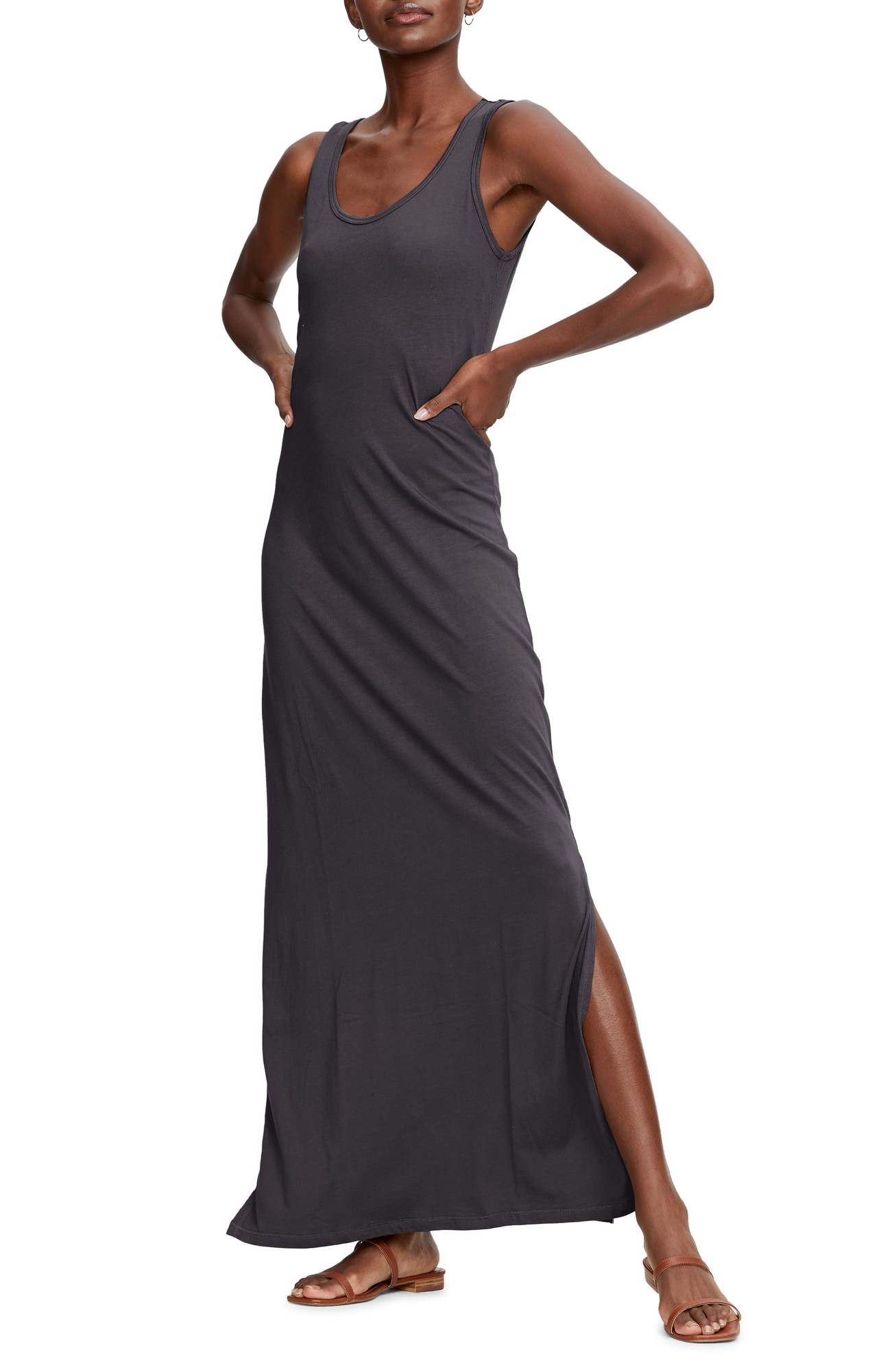 Women's Michael Stars Isabelle Cotton & Modal Maxi Dress, Size X-Small - Grey