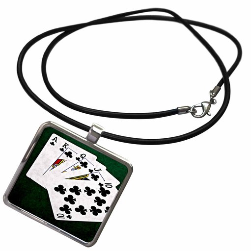 Poker Hands Royal Flush Clubs - Necklace with Pend