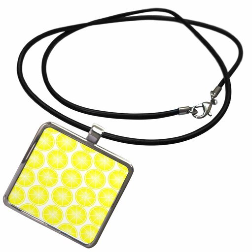 Half Yellow Lemon Fruit Print - Necklace with Pend