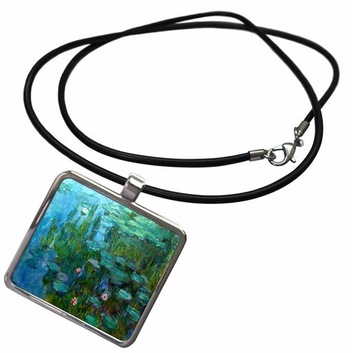 Monets Water Lillies Painting - Necklace with Pend