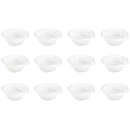 Sterilite Colander Strainer Drainer Plastic White 0765 Hook Hole Storage,12-Pack