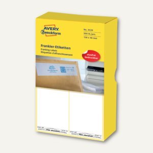 Avery Zweckform 3439 Franking Labels 130 X 40 Mm 1 Pack of 500 Labels White 500 Etiketten 130 X 40 Mm