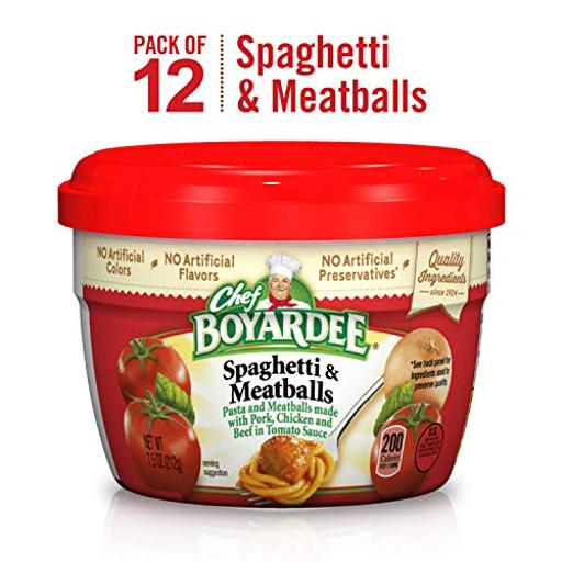Chef Boyardee Spaghetti & Meatballs in Tomato Sauce, 7.5-Ounce Microwavable Bowls (Pack of 12)