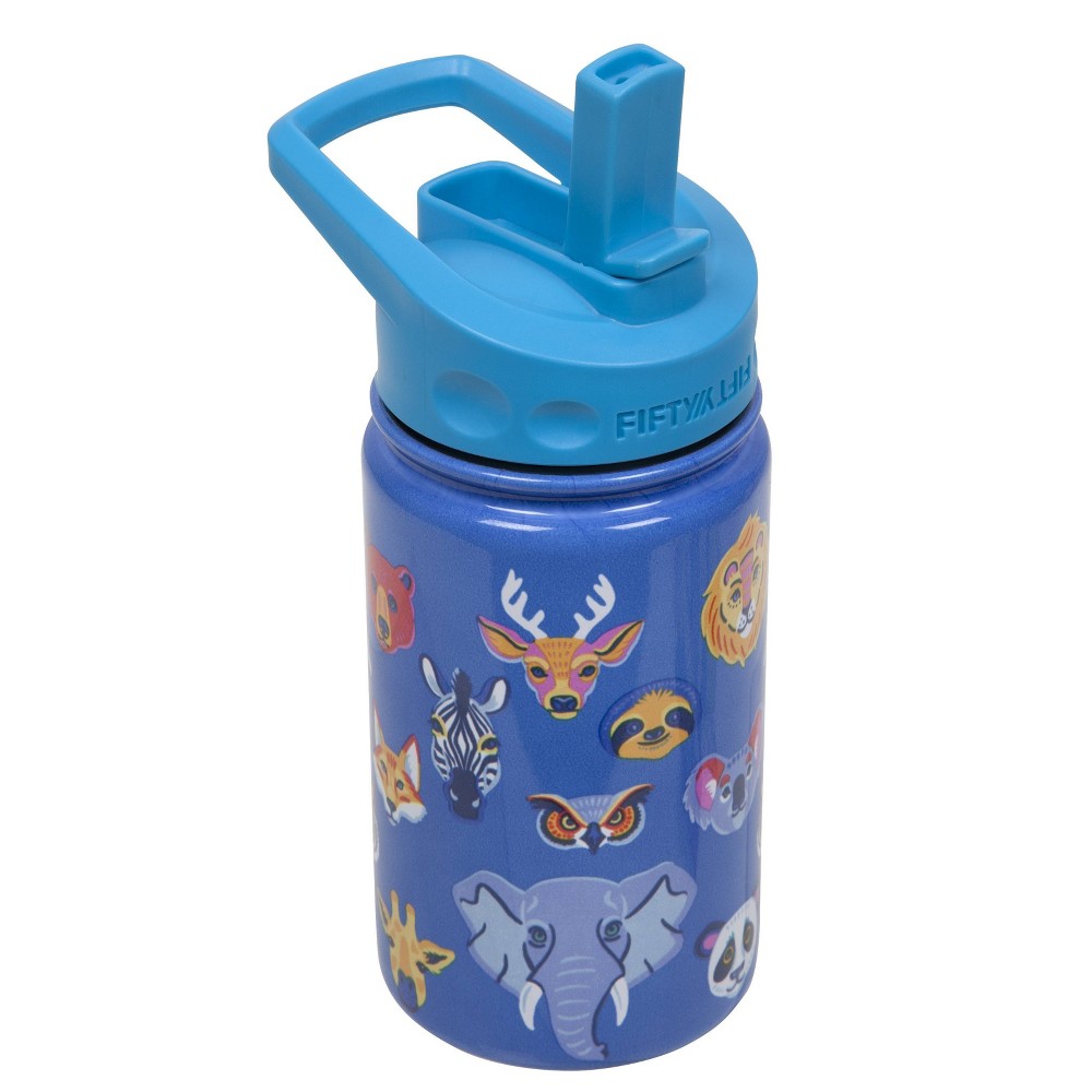 Fifty-Fifty 568429 12 Oz Animal Waterbottle with Straw Cap