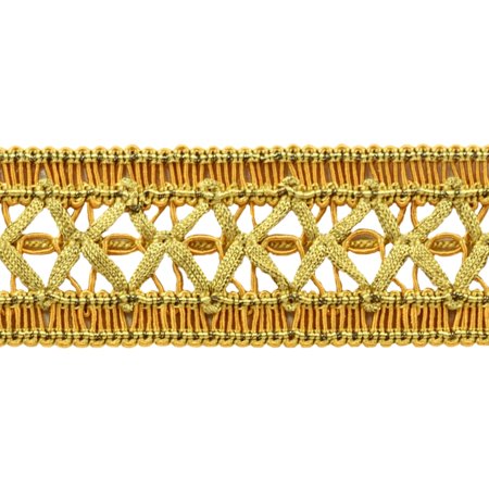 1 1/2  (3.5cm) Wide Noblesse Collection Vintage Gimp Braid Trim # 0150HG  Canary Gold #4875 (Dark Gold  Yellow Gold) 6 Yards (18 Ft/5.5m)