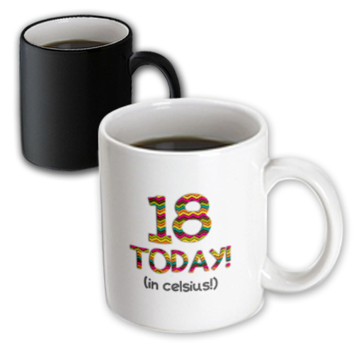 3dRose 18 Today in Celsius - 64th or 65th Birthday 18C Is 64-65 in Fahrenheit - Magic Transforming Mug  11-ounce