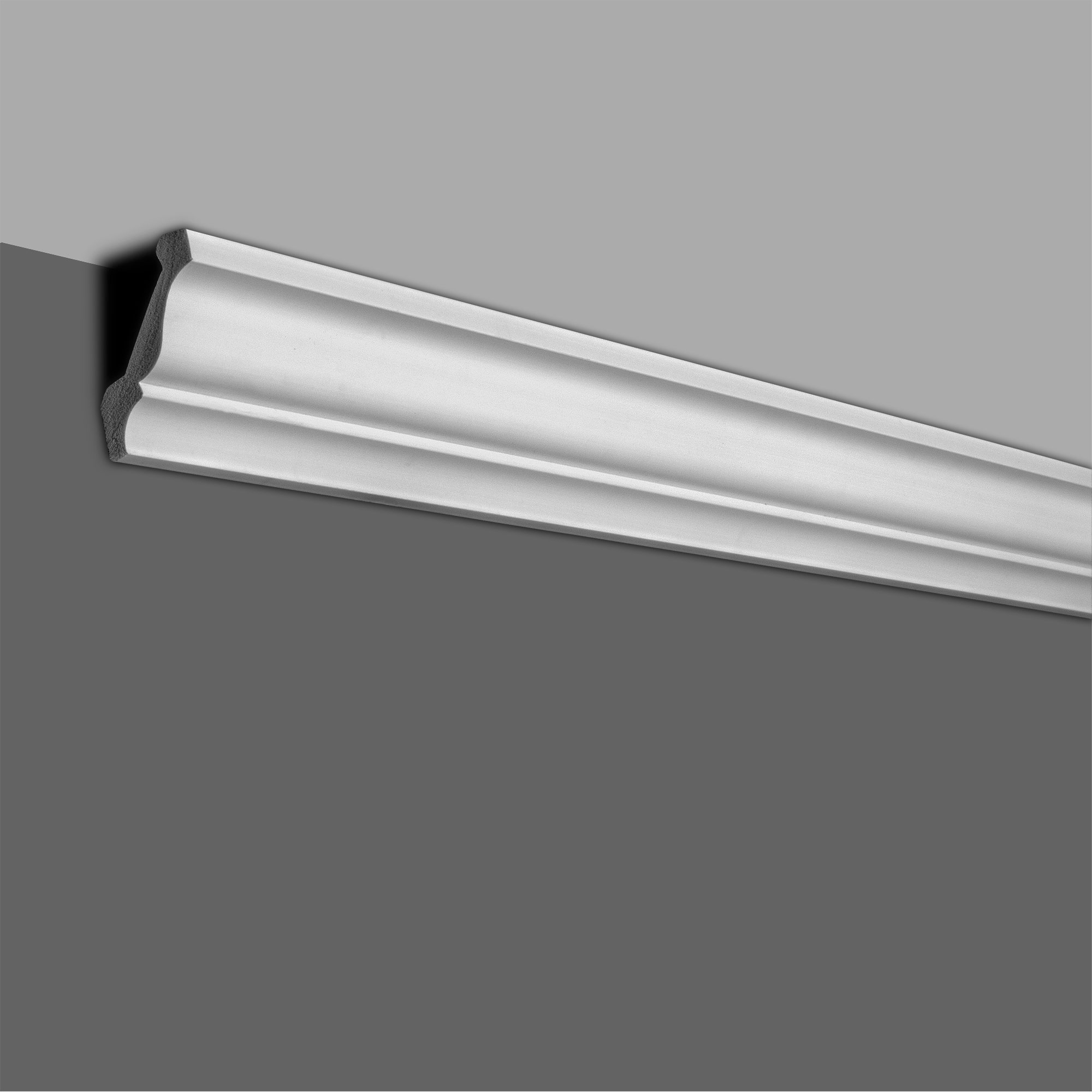 RPS-0049 Face: 3-1/2  X H: 3  X Proj: 2  X L: 8  Primed White Polystyrene Crown Moulding (11 Pack/86+Feet)