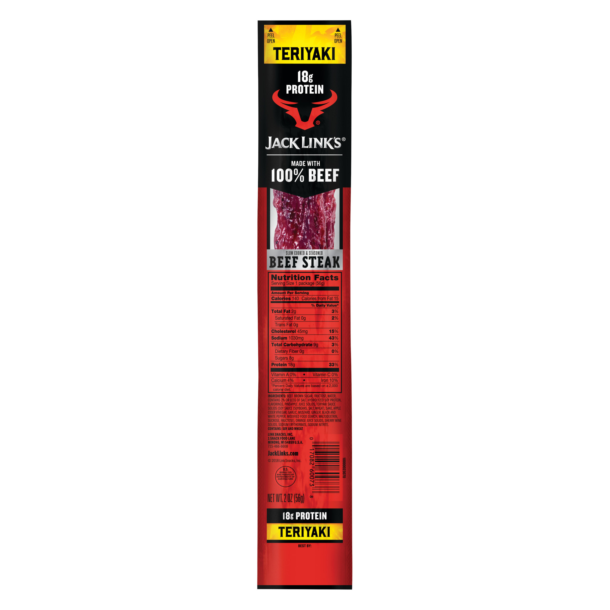 Jack Link's Jumbo Teriyaki Beef Steak 2 Oz Packet