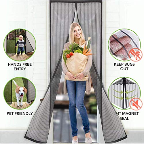 Magnetic Screen Doors New 2018 Patent Pending Design Full Frame Velcro and Fiberglass Mesh Polyester This Instantly Retractable Bug Screen. (Fits Door