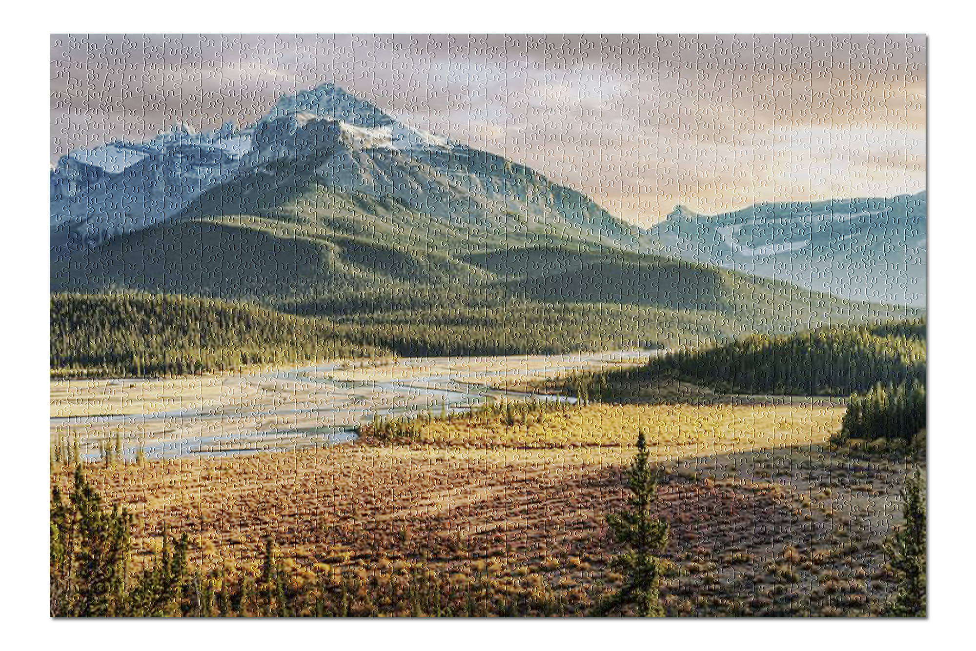 Saskatchewan River Crossing During Autumn Golden Hour of the Icefields Parkway 9001225 (20x30 Premium 1000 Piece Jigsaw Puzzle, Made in USA!)
