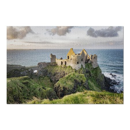 Bushmills, Ireland, United Kingdom - Dunluce Castle on the Water at Golden Hour 9019422 (20x30 Premium 1000 Piece Jigsaw Puzzle, Made in USA!)