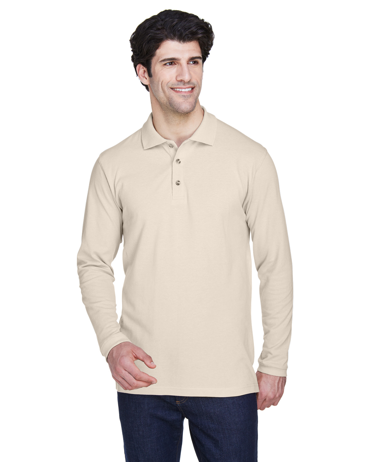 UltraClub Adult Long-Sleeve Classic Piqué Polo - 8532