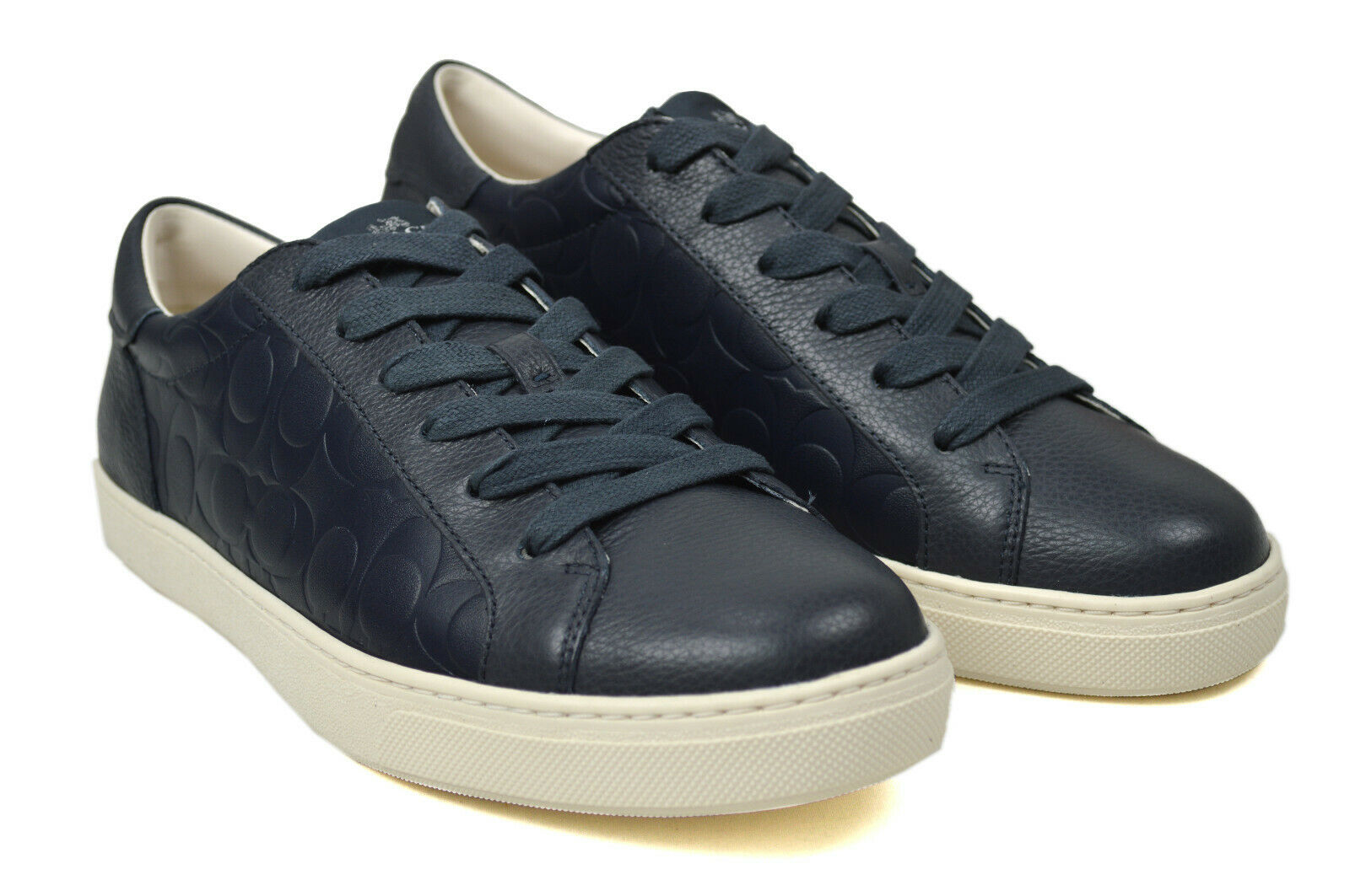 New  Coach Mens C126 Navy Blue Signature Leather Low Top Sneakers Sz 9.5 D 8994-3