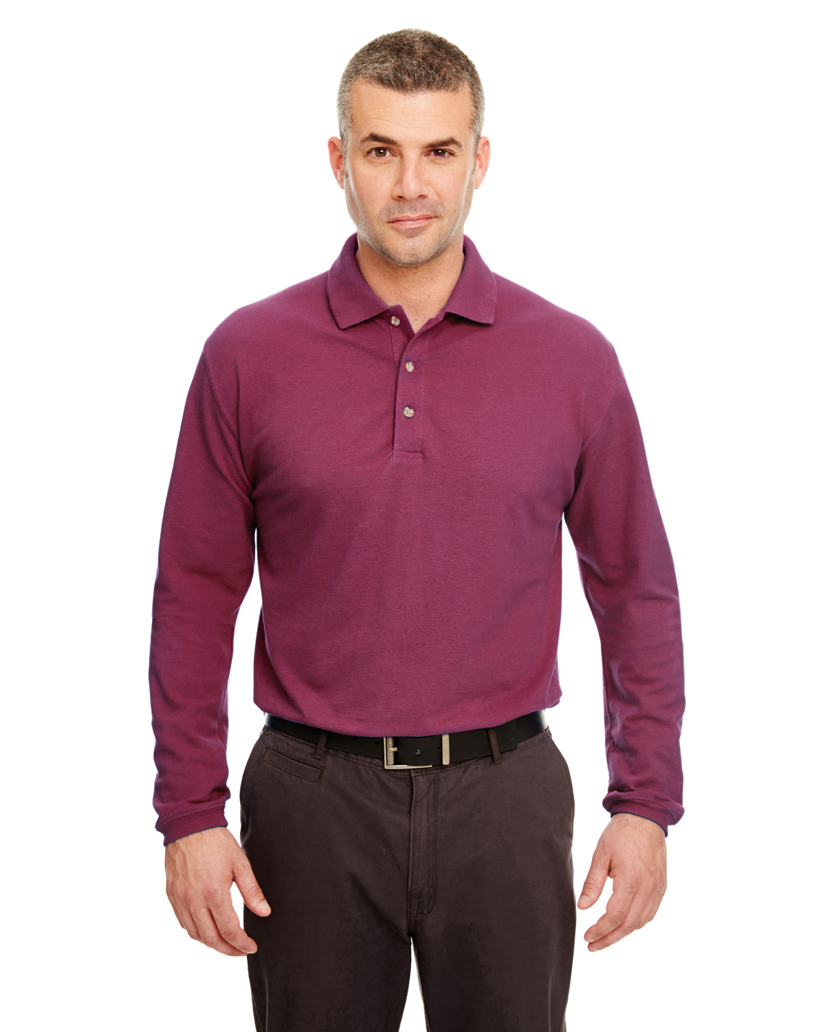 UltraClub Adult Long-Sleeve Classic Piqué Polo - 8532