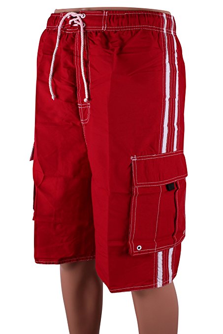 North 15 Men S Board Beach Swim Trunks Shorts with Cargo Pockets-5104-Rd-3XL