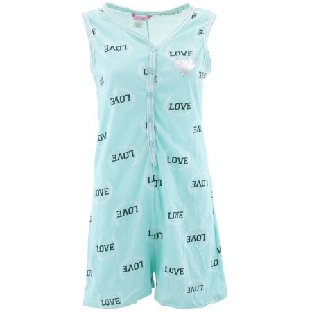Love Loungewear Juniors Love Mint One-Piece Short Pajamas