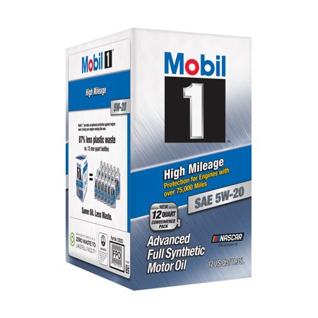 Mobil 1 High-Mileage 5W-20 Advanced Full-Synthetic Motor Oil, 12QT