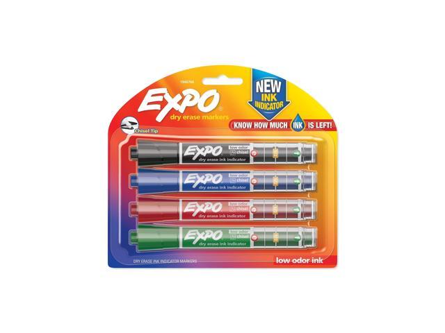 EXPO Dry Erase Markers with Ink Indicator  Chisel Tip  Assorted Colors  4 Pack