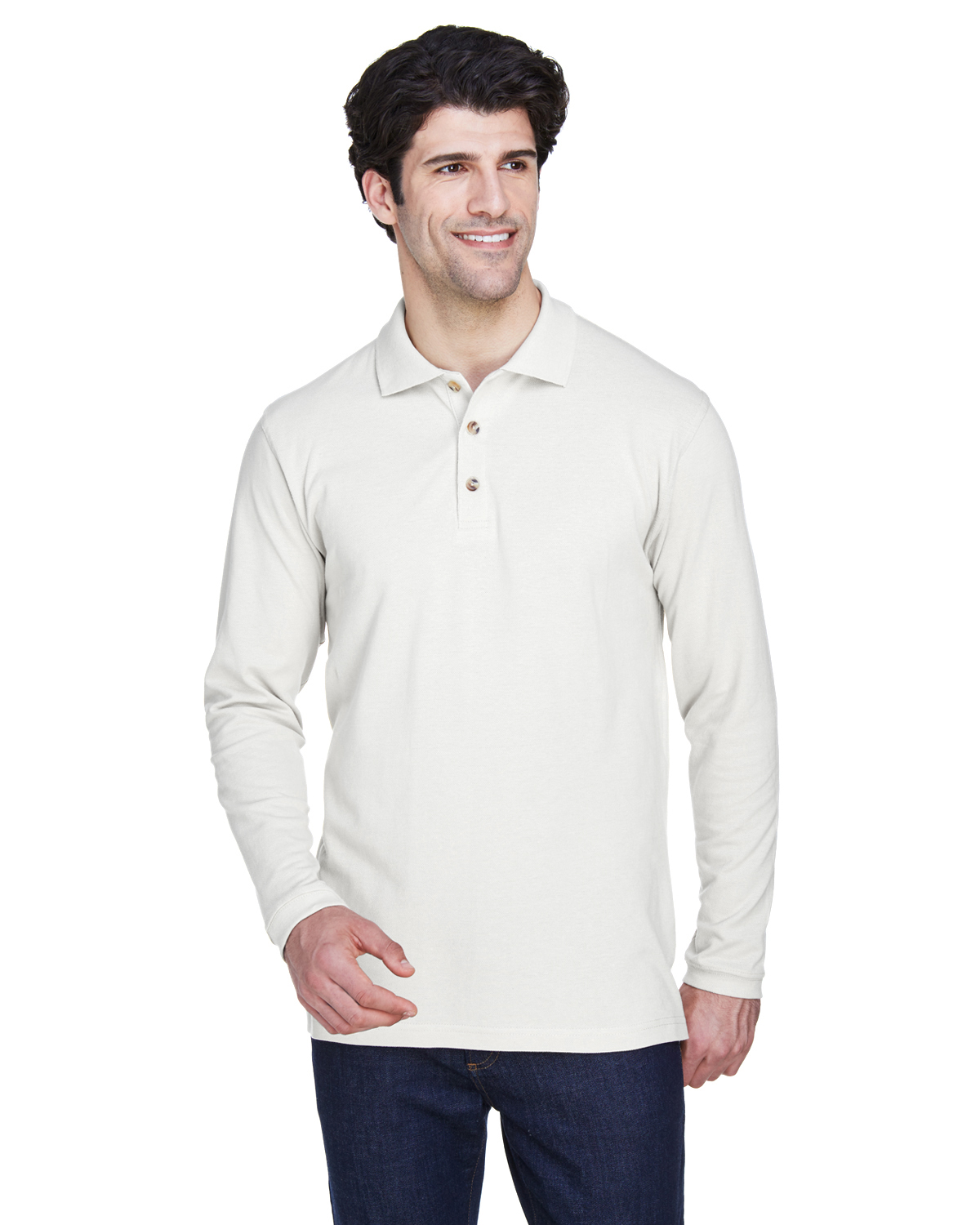 UltraClub Adult Long-Sleeve Classic Piqué Polo - 8532