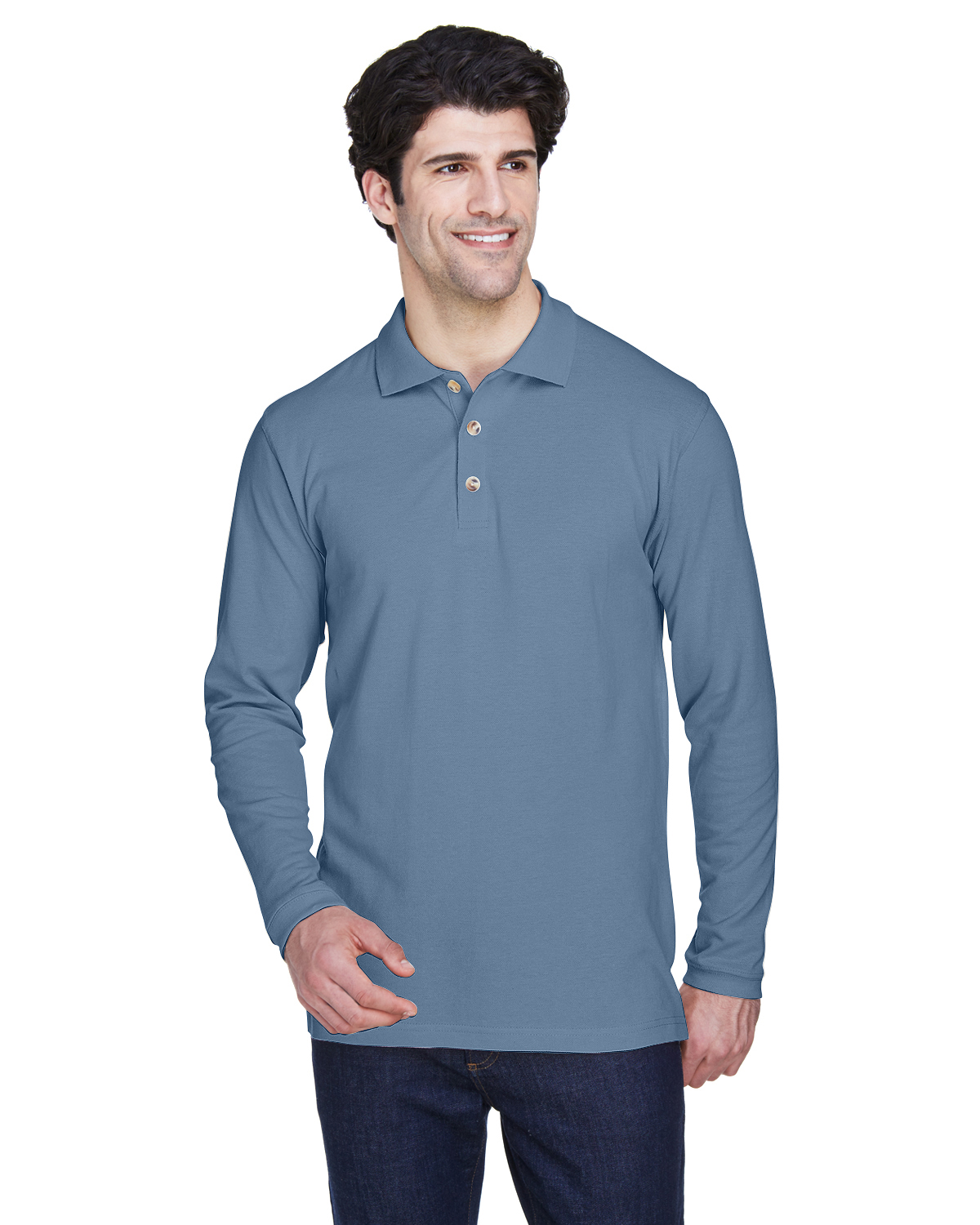 UltraClub Adult Long-Sleeve Classic Piqué Polo - 8532