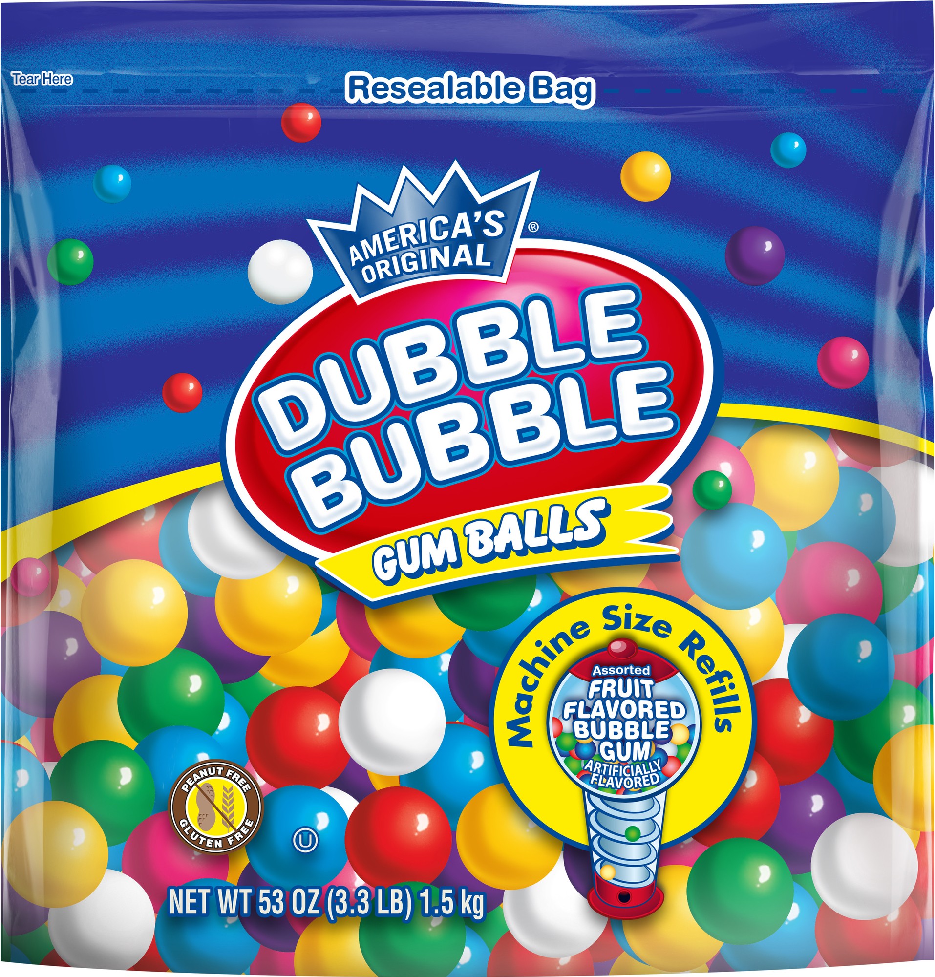 Dubble Bubble Original Gum Balls, 3.3 Lb Bag