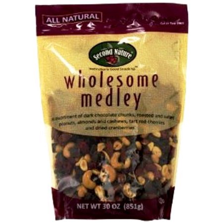 ALMONDS, DARK CHOCOLATE CHUNKS, PEANUTS, DRIED CRANBERRIES, CASHEWS, DRIED CHERRIES, WHOLESOME MEDLEY