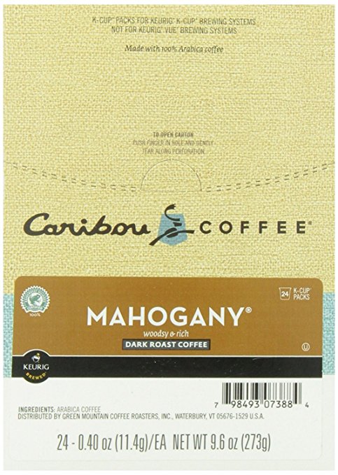 Caribou Coffee Single-Serve Coffee K-Cup Pods, Mahogany, Carton of 24